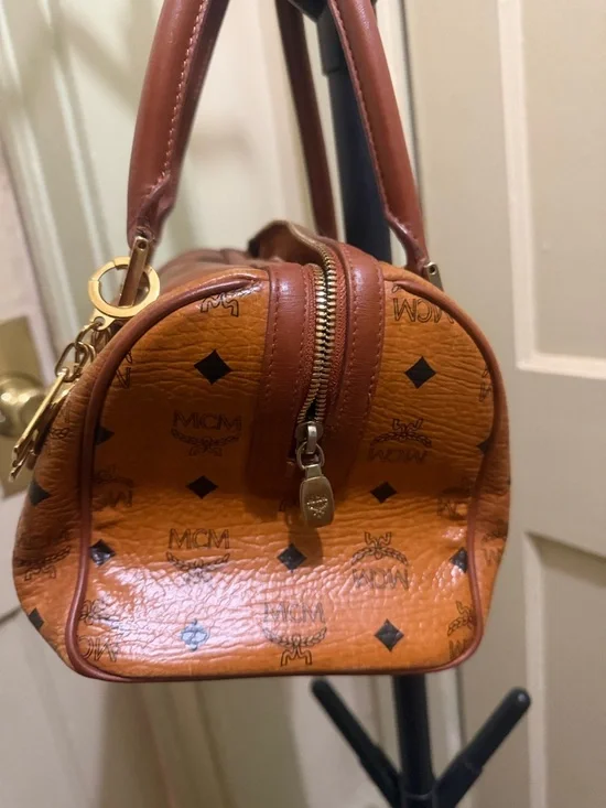 MCM Cognac Visetos Satchel with Gold Hardware - Picture 6 of 12